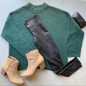 Spanx Faux Leather Moto Leggings Size Small